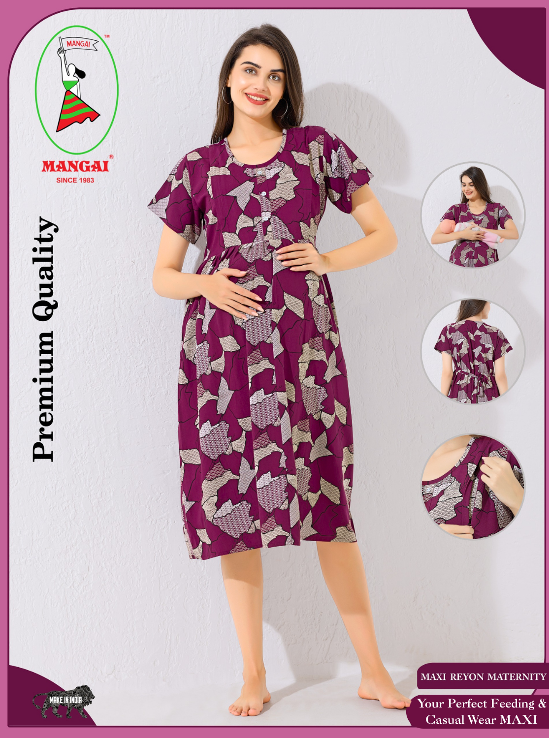New Arrivals 4-IN-ONE MAXI Mom's Feeding & Casual Wear | Stylish Maxi Style | Invisible Feeding Zipper | Perfect Pre & Post Pregnancy Wear (FIO-MXI)