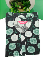 MANGAI Daily Wear Casual Comfort Fit Cotton Printed Nighties | Front Open Zipper Model | Fancy Round Neck with Side Pocket Cotton Nighties (DRN)