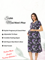 New Arrivals 4-IN-ONE MAXI Mom's Feeding & Casual Wear | Stylish Maxi Style | Invisible Feeding Zipper | Perfect Pre & Post Pregnancy Wear (FIO-MXI)