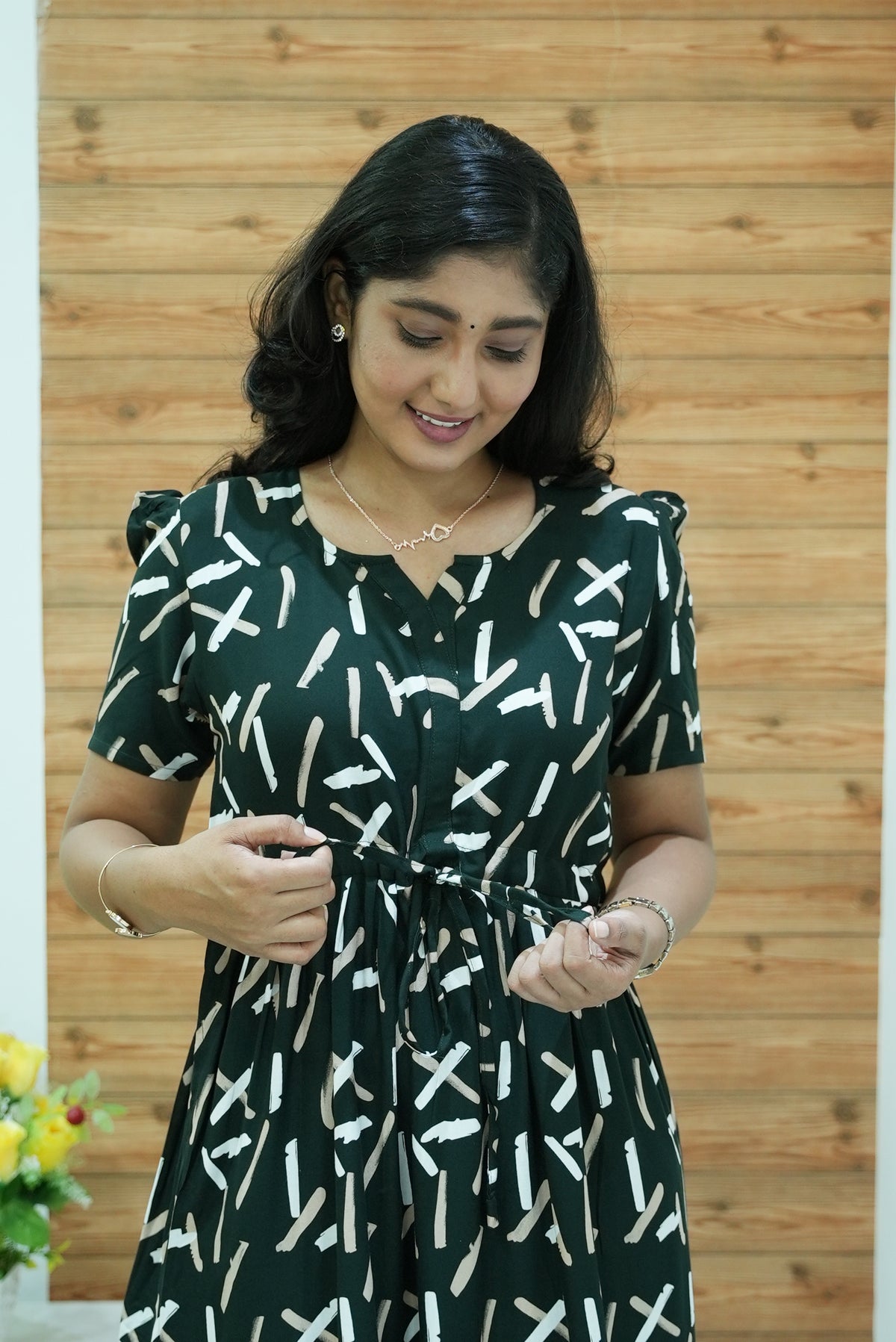 Stylish Arrivals Rayon Gathering Frock Model Night Gown's | Front Adjustable Gathering Style Rope Rope | Puff Sleeve | Trending Collection's for Stylish Women's (GFK)