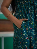 Rayon Circle Print Gathering Maxi with Side Pocket- Mangai Nighties
