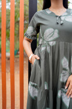 Mangai 3 Layer Flared Frock Model Nighties Soft and Smooth Premium Quality Rayon Material , Fancy Frilled Sleeve, Side Pocket , Back tie Rope , Stylish Collection's for Trendy Women's (MRK)