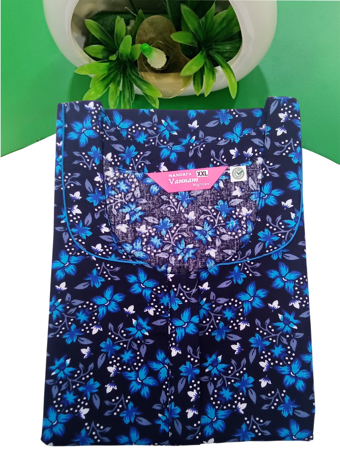 MANGAI Daily Wear Casual Comfort Fit Cotton Printed Nighties | Front Open Zipper Model | Fancy Round Neck with Side Pocket Cotton Nighties (DRN)