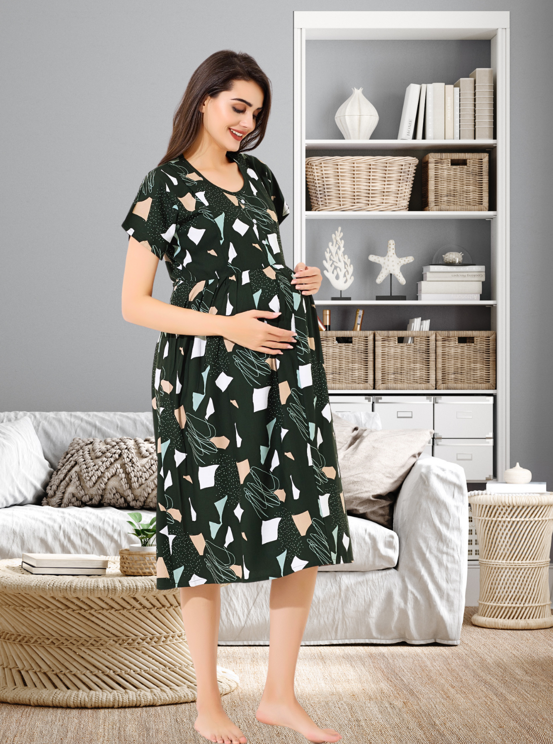 New Arrivals 4-IN-ONE MAXI Mom's Feeding & Casual Wear | Stylish Maxi Style | Invisible Feeding Zipper | Perfect Pre & Post Pregnancy Wear (FIO-MXI)