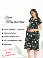 New Arrivals 4-IN-ONE MAXI Mom's Feeding & Casual Wear | Stylish Maxi Style | Invisible Feeding Zipper | Perfect Pre & Post Pregnancy Wear (FIO-MXI)