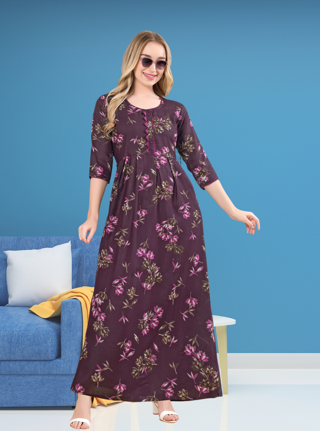 Alpine KURTI Style | Beautiful Stylish KURTI Model | Long 3/4 Sleeve & Side Pocket | Fresh Collection's for Stylish Women's (AK- 3/4)