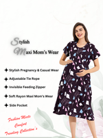 New Arrivals 4-IN-ONE MAXI Mom's Feeding & Casual Wear | Stylish Maxi Style | Invisible Feeding Zipper | Perfect Pre & Post Pregnancy Wear (FIO-MXI)
