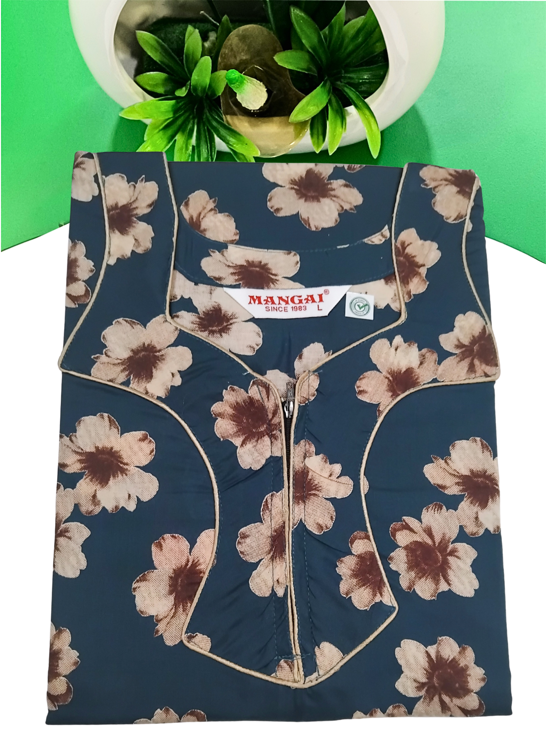 MANGAI New Regular Fit Cotton Printed Nighties - All Over Printed Stylish Nightwear for Stylish Women | Side Cut Pocket | Beautiful Nighties for Stylish Women's | Colourful Printed Cotton Nighties (ATR)