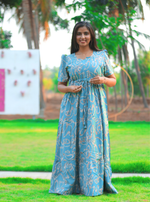 Stylish Arrivals Rayon Gathering Frock Model Night Gown's | Front Adjustable Gathering Style Rope | Puff Sleeve | Trending Collection's for Stylish Women's (FKG)