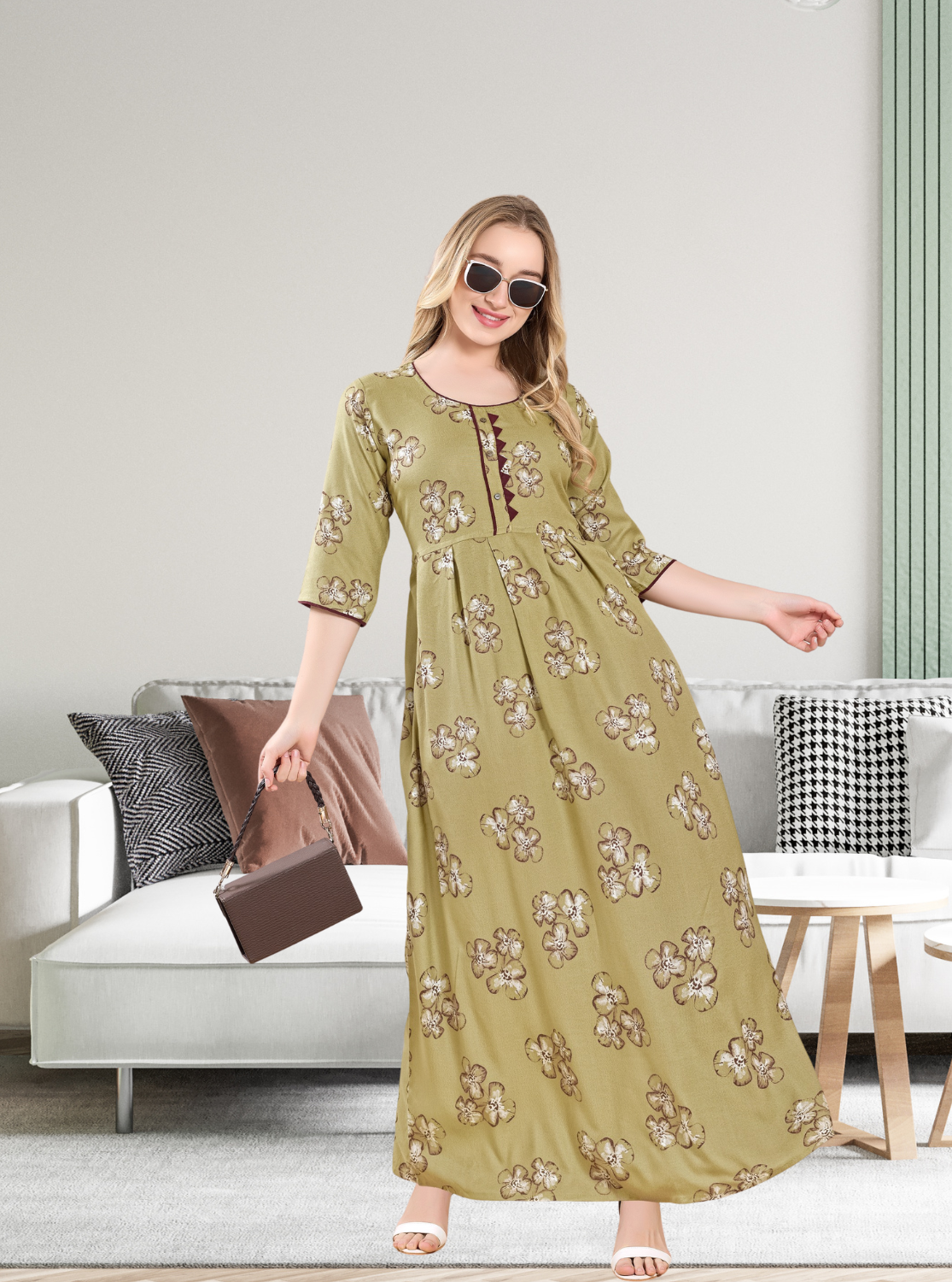 Alpine KURTI Style | Beautiful Stylish KURTI Model | Long 3/4 Sleeve & Side Pocket | Fresh Collection's for Stylish Women's (AK- 3/4)