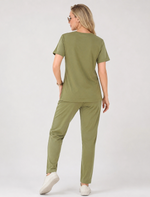 Olive Green Tencel Casual Night Suit - Mangai Nighties