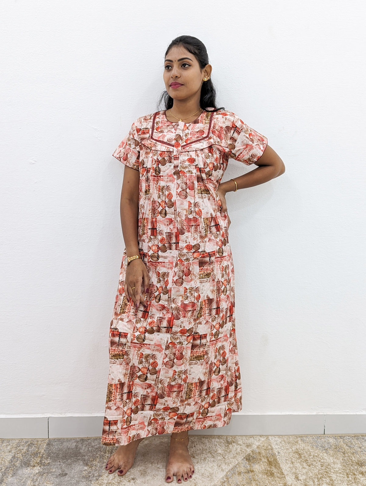 MANGAI New Regular Fit Cotton Printed Nighties - All Over Printed Stylish Nightwear for Stylish Women | Side Cut Pocket | Beautiful Nighties for Stylish Women's | Colorful Printed Cotton Nighties (CPL)