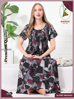 New Arrivals ALPINE Smocking Nighty | Beautiful Pleated Design | Side Pocket | Stylish Nighty for Trendy Women's | Your Perfect Nightwear Collection's (ALS)