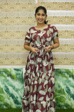 Stylish Arrivals Rayon Gathering Frock Model Night Gown's | Front Adjustable Gathering Style Rope Rope | Double Layer Sleeve | Trending Collection's for Stylish Women's (GFK)