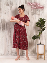 New Arrivals 4-IN-ONE MAXI Mom's Feeding & Casual Wear | Stylish Maxi Style | Invisible Feeding Zipper | Perfect Pre & Post Pregnancy Wear (MAXI 4-IN-ONE)
