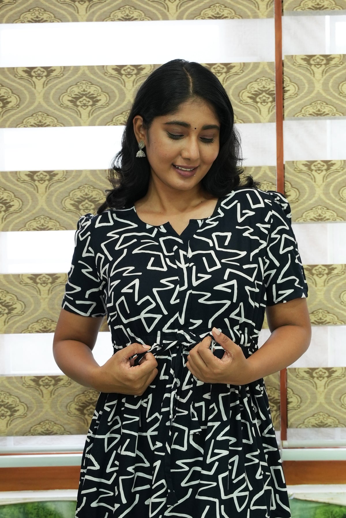 Stylish Arrivals Rayon Gathering Frock Model Night Gown's | Front Adjustable Gathering Style Rope Rope | Puff Sleeve | Trending Collection's for Stylish Women's (GFK)