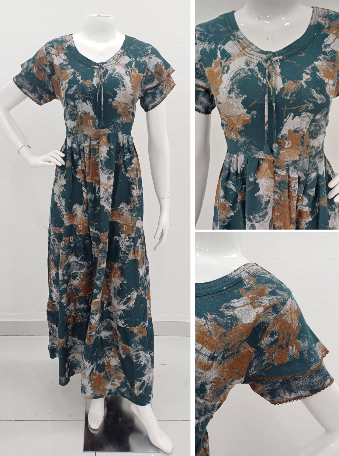 Alpine FULL FROCK Model Nighties| Fancy Sleeves & Neck Pattern| Side Pocket with Back Tie Rope | Perfect Nightwear Trendy Women's (FRK)