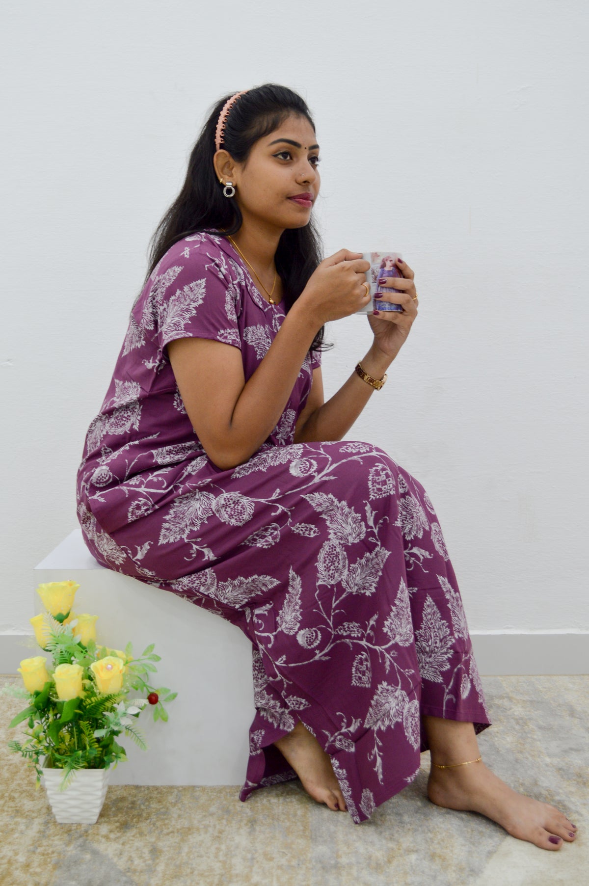 MANGAI Premium RAYON Printed Nighties- All Over Printed Stylish Nightwear for Stylish Women | Updated Design's (LDM)