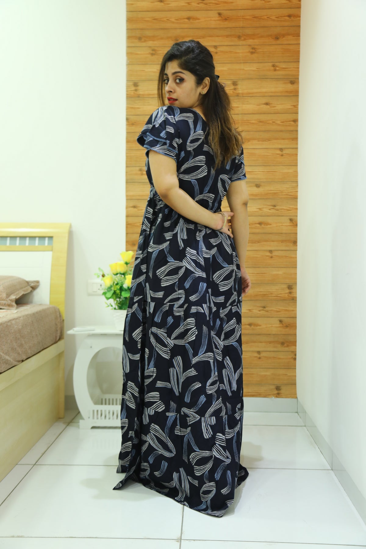 Rayon Gathering Frock Model Night Gown