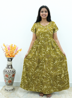 Premium Alpine 3-Layer Slate Geometric Maxi Frock – Double Layer Flutter Sleeves with Square Neck & Adjustable Back Tie