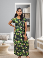 MANGAI New Regular Fit Cotton Printed Nighties - All Over Printed Stylish Nightwear for Stylish Women | Side Cut Pocket | Beautiful Nighties for Stylish Women's | Colourful Printed Cotton Nighties (CMC)