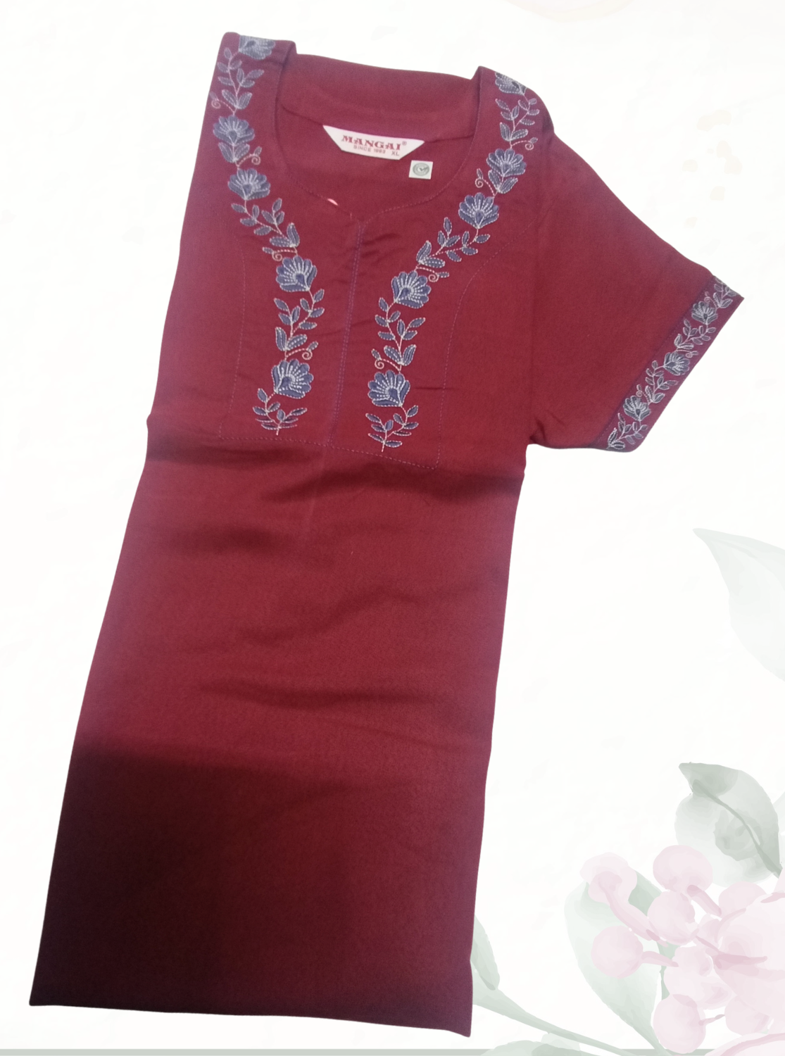 ALPINE Women’s Embroidered Full Length Nighty – Soft & Smooth Comfort Fit Daily Wear Night Dress with Side Pocket, Round Neck Purple Nighty (HCC)