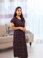 MANGAI New Regular Fit Cotton Printed Nighties - All Over Printed Stylish Nightwear for Stylish Women | Side Cut Pocket | Beautiful Nighties for Stylish Women's | Colourful Printed Cotton Nighties (CMC)