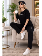 Elegant Black Tencel Casual Lounge Set Women - Mangai Nighties