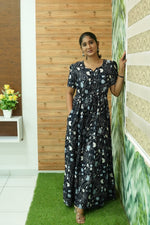 Stylish Arrivals Rayon Gathering Frock Model Night Gown's | Front Adjustable Gathering Style Rope Rope | Puff Sleeve | Trending Collection's for Stylish Women's (GFK)