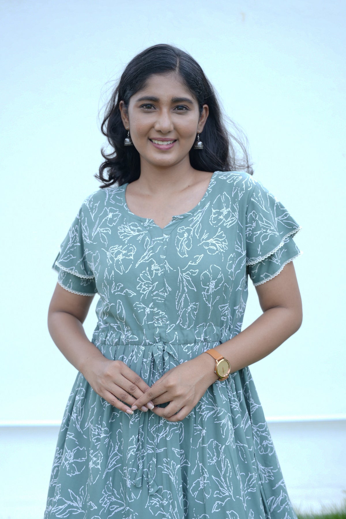 Stylish Arrivals Rayon Gathering Frock Model Night Gown's | Front Adjustable Gathering Style Rope Rope | Double Layer Sleeve | Trending Collection's for Stylish Women's (FKG)