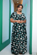 MANGAI Daily Wear Casual Comfort Fit Cotton Printed Nighties | Front Open Zipper Model | Fancy Round Neck with Side Pocket Cotton Nighties (DRN)