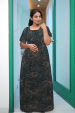 MANGAI Premium Cotton Printed Pleated Model Half Sleeve 5XL Size Nighties - Fancy Neck | With Side Pocket |Shrinkage Free Nighties | Trendy Collection's for Stylish Women's (5XL-VBS)