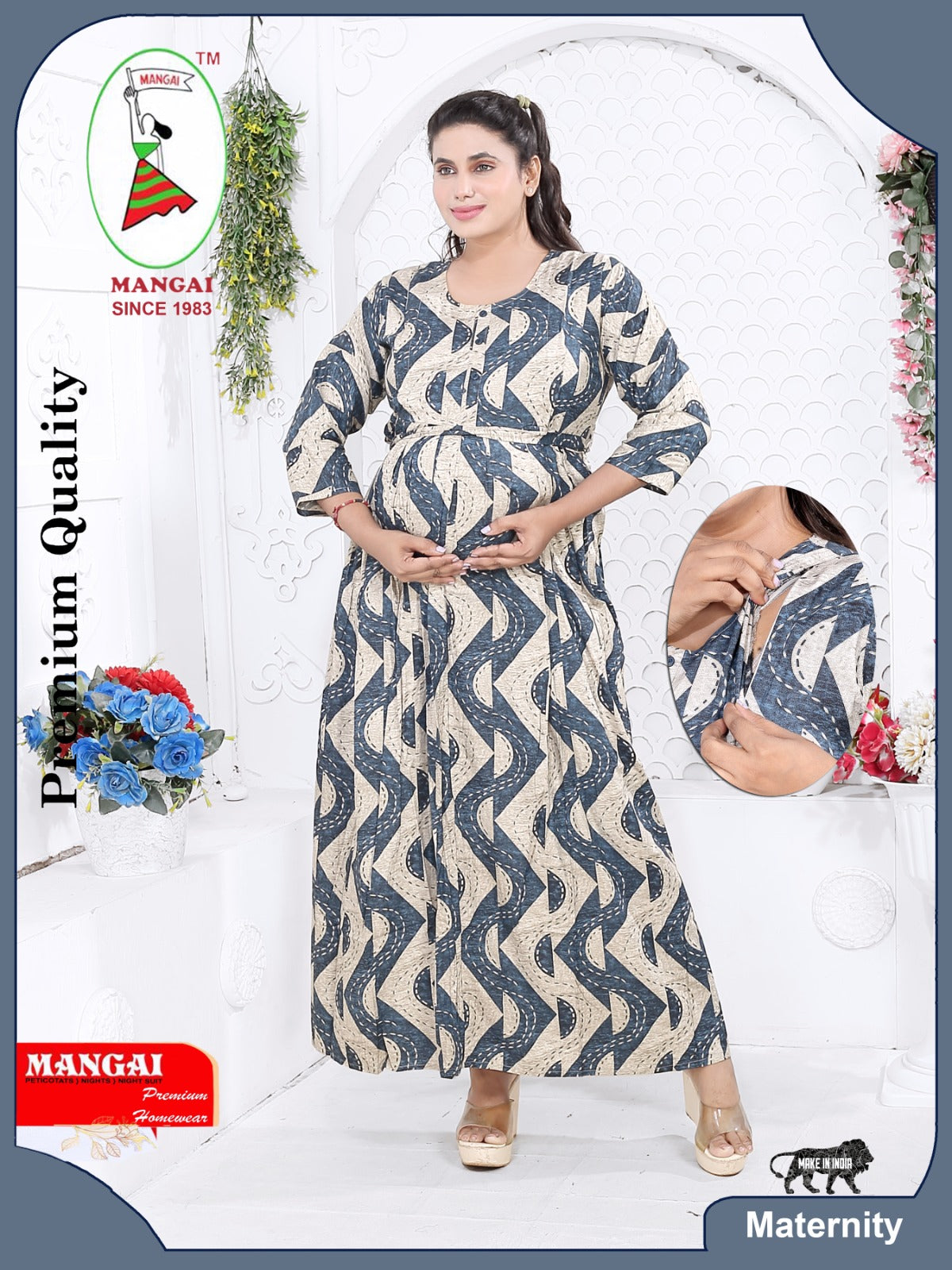 Soft Rayon4-IN-ONE Mom's Feeding & Casual Wear| Pre & Post Maternity Wear | Fancy Long Frock | Best Choice for Pregnancy Women (FIO-F)