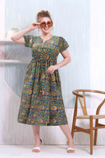 Cotton Gathering Frock for Summer Arrivals | Side Pocket | Button Closed | Elegant Casual Night Wear for Trendy Women's (FKC)