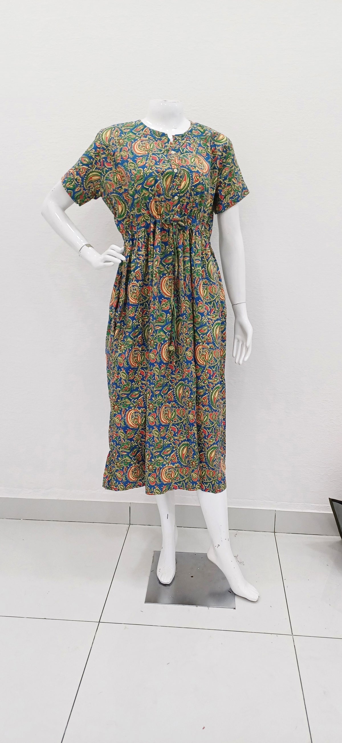 Cotton Gathering Frock for Summer Arrivals | Side Pocket | Button Closed | Elegant Casual Night Wear for Trendy Women's (FKC)