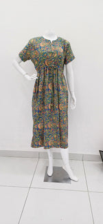 Cotton Gathering Frock for Summer Arrivals | Side Pocket | Button Closed | Elegant Casual Night Wear for Trendy Women's (FKC)