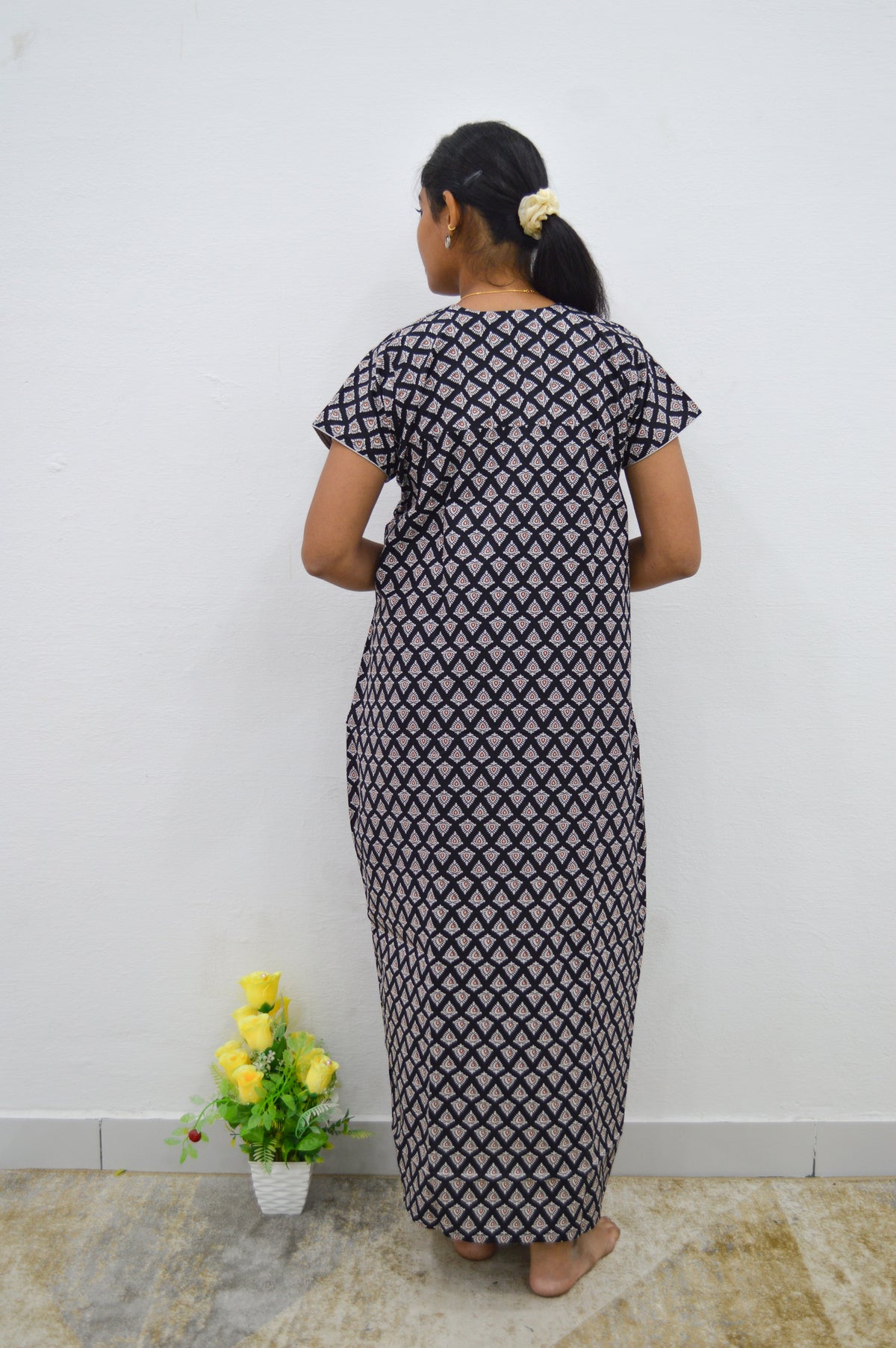 MANGAI New Regular Fit Cotton Printed Nighties - All Over Printed Stylish Nightwear for Stylish Women | Side Cut Pocket | Beautiful Nighties for Stylish Women's | Colourful Printed Cotton Nighties (ATR)