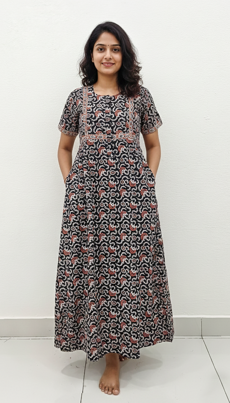 Cotton FROCK Model Casual Wear Nighties | Stylish Pleated Frock Style | Multipurpose Nighties | Pregnancy Wear | Pleated Model | Stylish Nighties for Stylish Women (PWC)