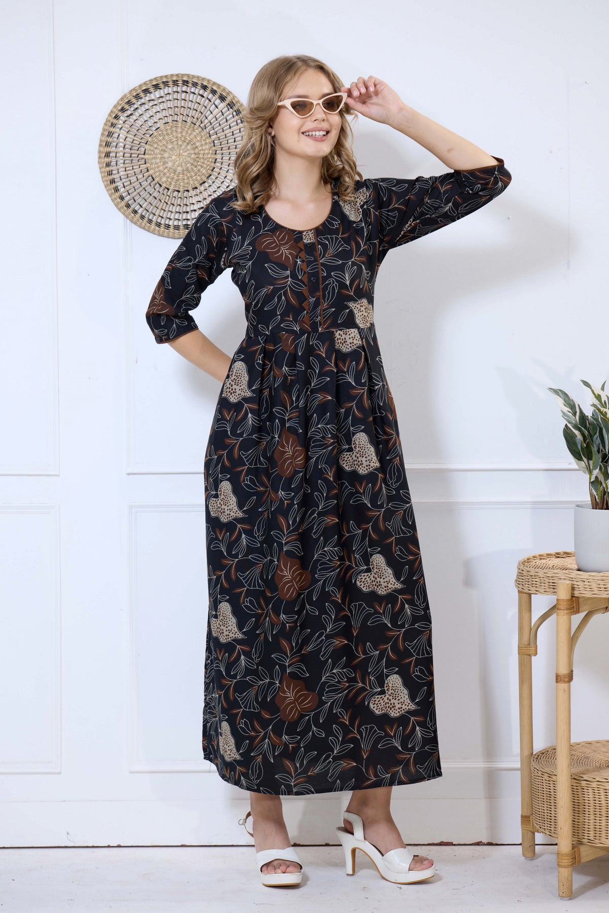 Alpine KURTI Style | Beautiful Stylish KURTI Model | Long 3/4 Sleeve & Side Pocket | Fresh Collection's for Stylish Women's (AK-3/4)