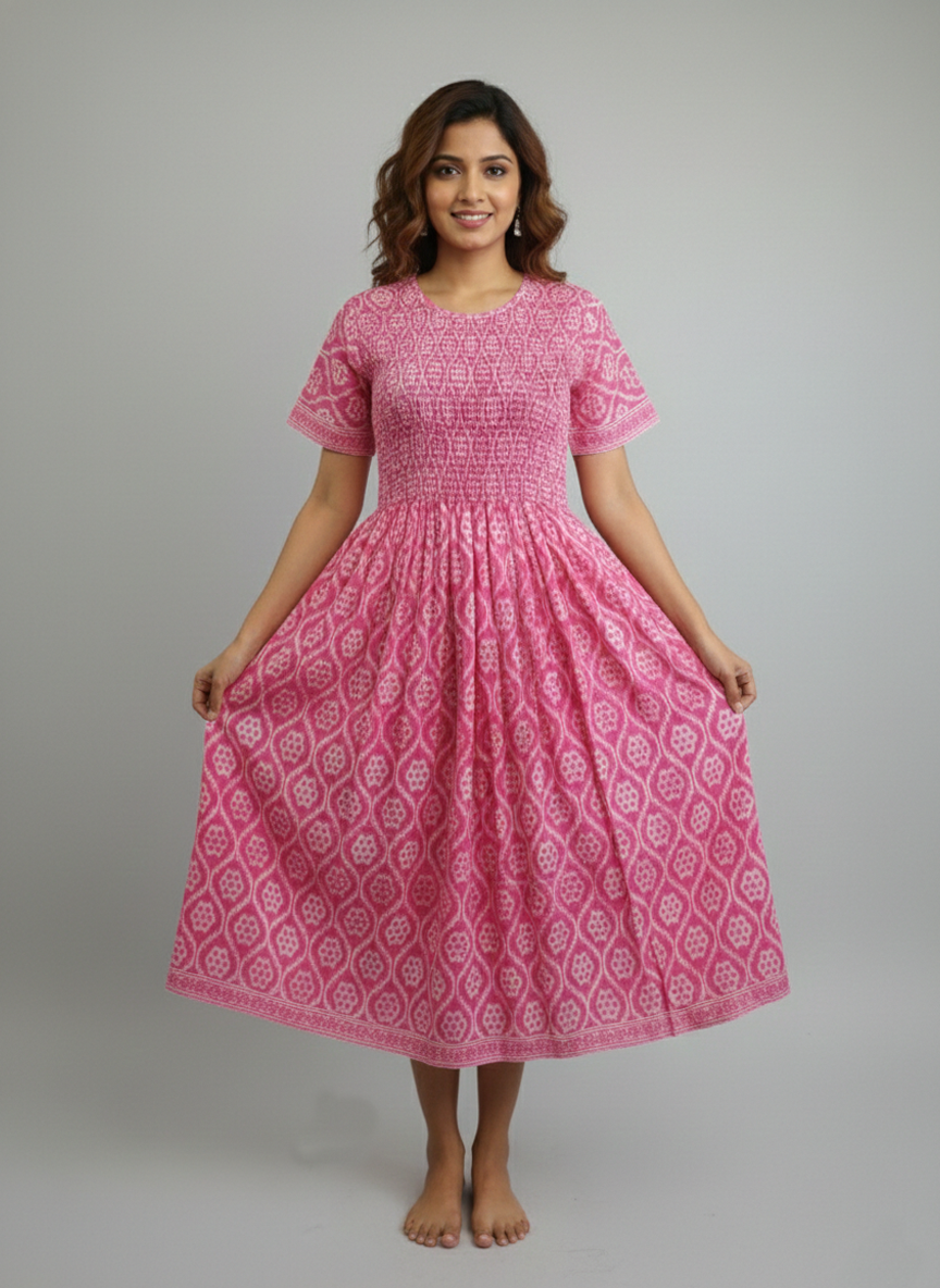 Soft Cotton Stretchable Smocking Nighties for New Arrivals | Daily Comforts & Light Weighted Elastic Nighties| Smocking Nightgown for Trendy Women's (SCT)
