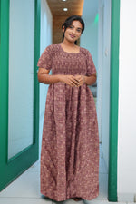 Crush Smocking Nighties for Stylish Women | Soft wrinkled texture Smocking Model | Rounded neck with Side Pocket | Daily wear Nighties for trendy women (PPL)