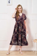 Rayon Colourful Foil Printing Gathering Frock Model Nighties | Side Pocket and Gathering Front Rope | Fancy Sleeve & Maxi Frock Nightwear for Stylish Women's (FGF)
