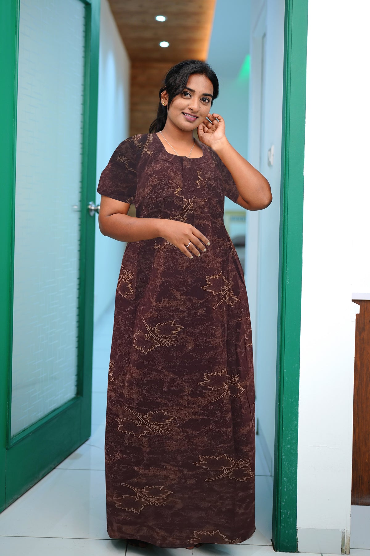 MANGAI Premium Cotton Printed Pleated Model Half Sleeve 5XL Size Nighties - Fancy Neck | With Side Pocket |Shrinkage Free Nighties | Trendy Collection's for Stylish Women's (5XL-VBS)