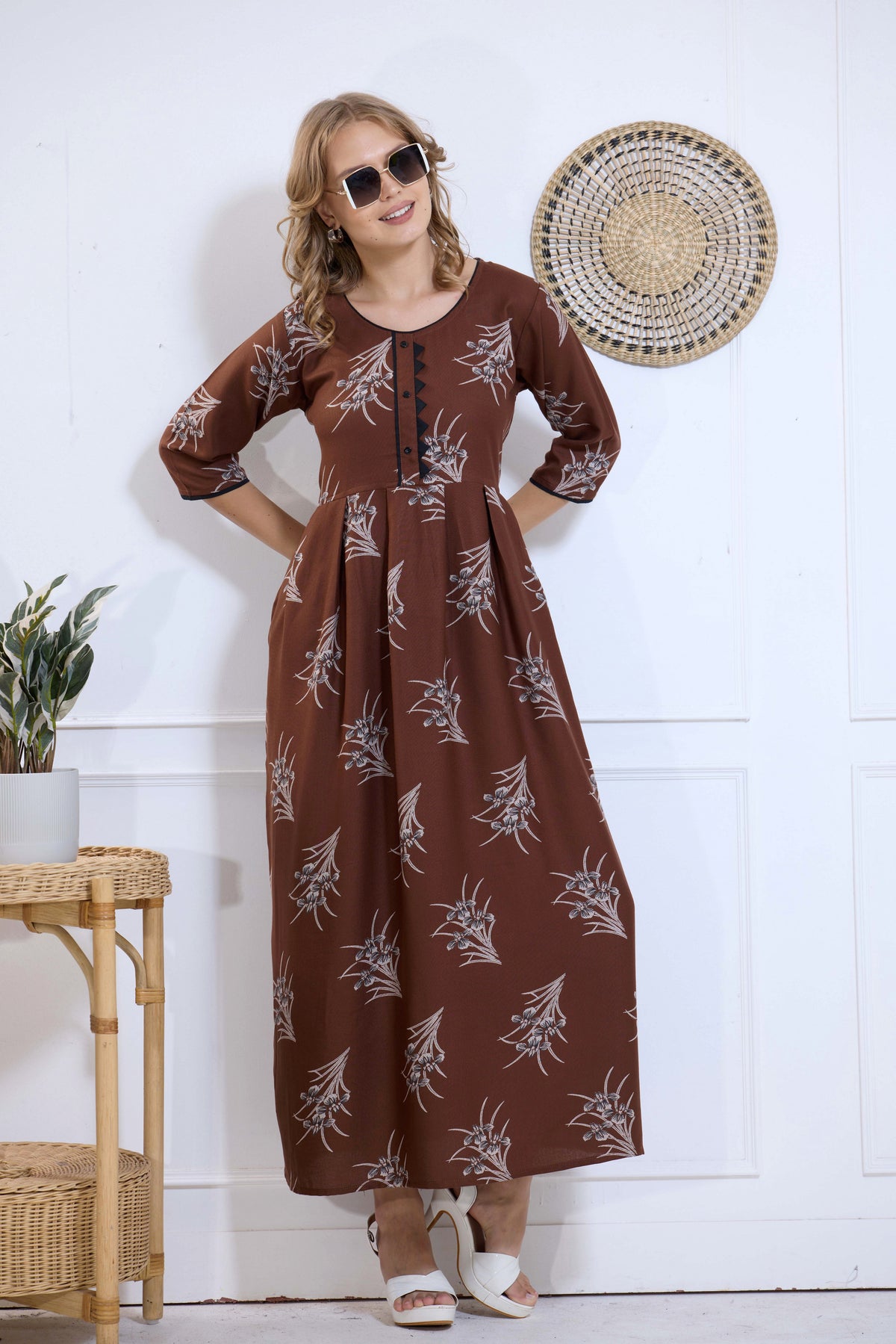 Alpine KURTI Style | Beautiful Stylish KURTI Model | Long 3/4 Sleeve & Side Pocket | Fresh Collection's for Stylish Women's (AK-3/4)