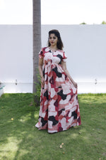 MANGAI Stylish Arrivals Rayon Gathering Frock Model Night Gown's | Adjustable Rope | Front and Back Frock Style | Double Layer Sleeve | Trending Collection's for Stylish Women's (GFK)