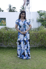 MANGAI Stylish Arrivals Rayon Gathering Frock Model Night Gown's | Adjustable Rope | Front and Back Frock Style | Double Layer Sleeve | Trending Collection's for Stylish Women's (GFK)