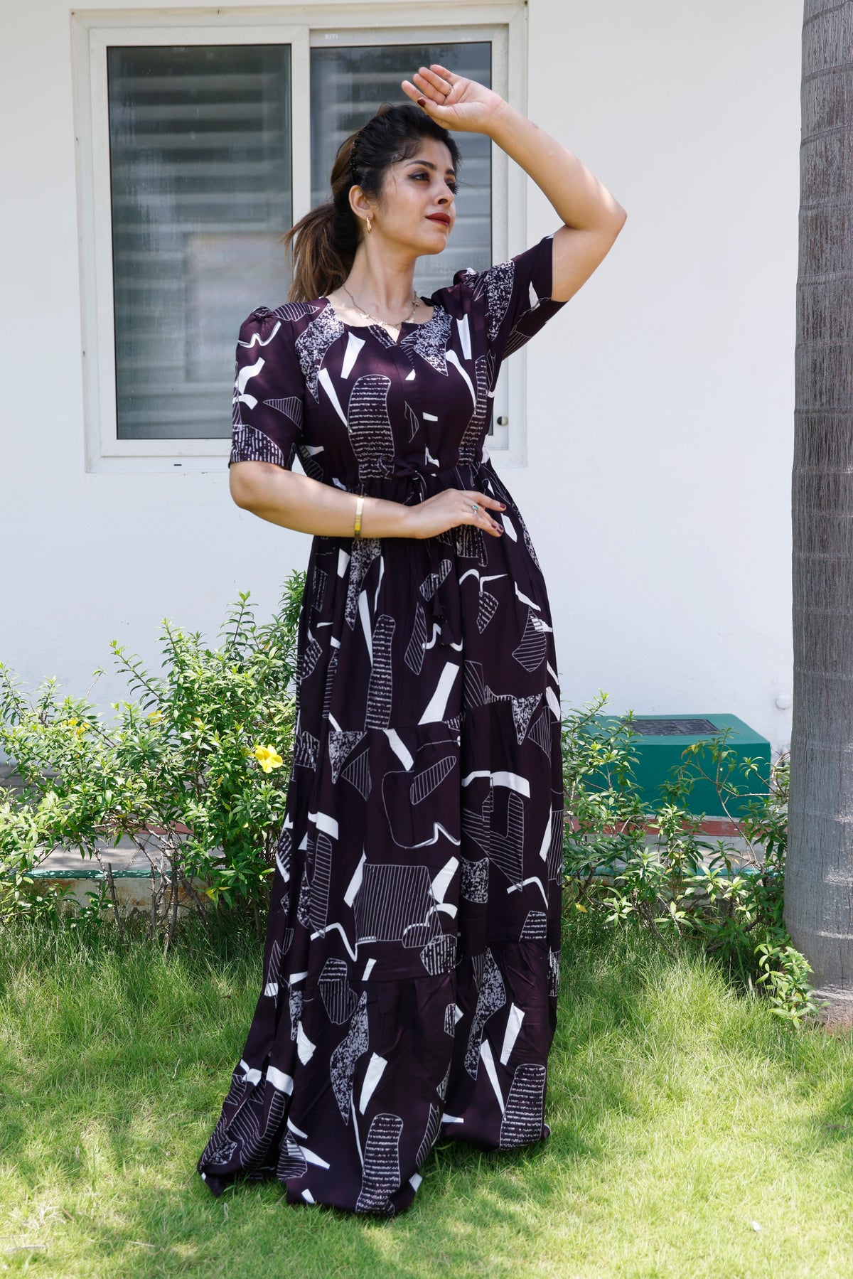 Stylish Arrivals Rayon Gathering Frock Model Night Gown's | Front Adjustable Gathering Style Rope Rope | Puff Sleeve | Trending Collection's for Stylish Women's (GFK)