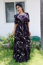 Stylish Arrivals Rayon Gathering Frock Model Night Gown's | Front Adjustable Gathering Style Rope Rope | Puff Sleeve | Trending Collection's for Stylish Women's (GFK)