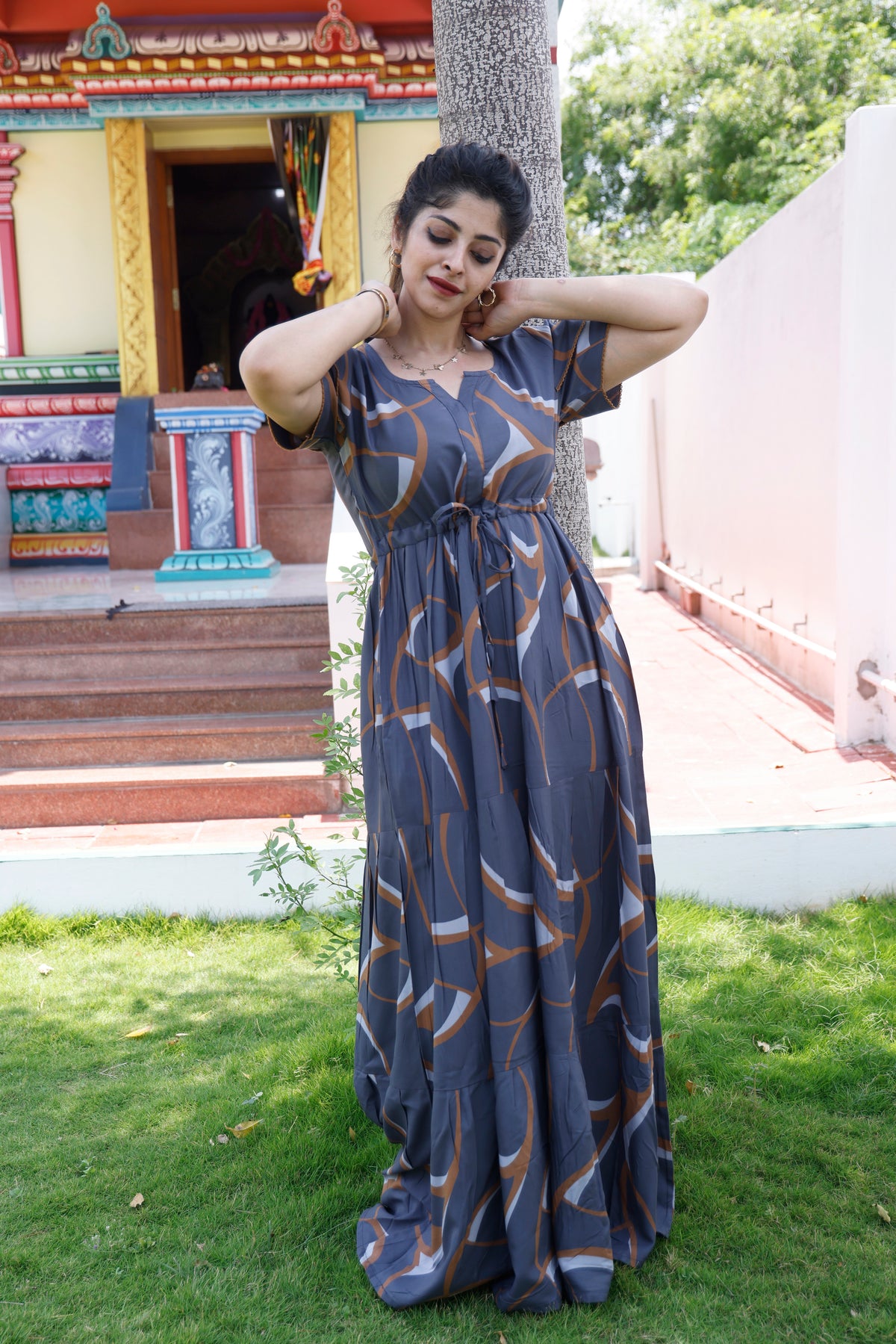 Stylish Arrivals Rayon Gathering Frock Model Night Gown's | Front Adjustable Gathering Style Rope Rope | Double Layer Sleeve | Trending Collection's for Stylish Women's (GFK)