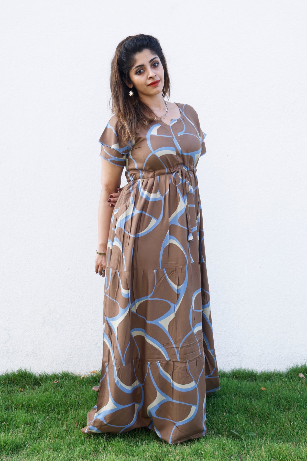 Stylish Arrivals Rayon Gathering Frock Model Night Gown's | Front Adjustable Gathering Style Rope Rope | Double Layer Sleeve | Trending Collection's for Stylish Women's (GFK)